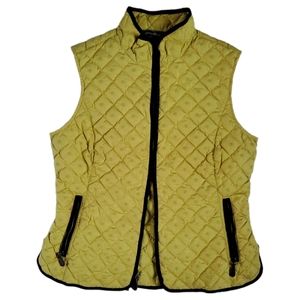 Eddie Bauer Quilted Goose Down Lime Green Puffer Vest Size M